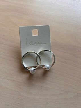 H&M Silver Hoop Earrings with White Pearl